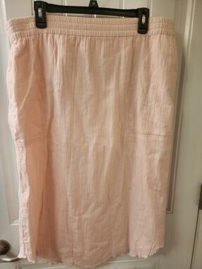 Lilla P Blush Pink Cotton Gauze Skirt Size L Elastic Waist Casual Summer